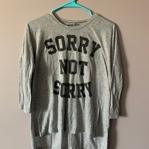 Women’s Gray Graphic Long Sleeve: Sorry Not Sorry